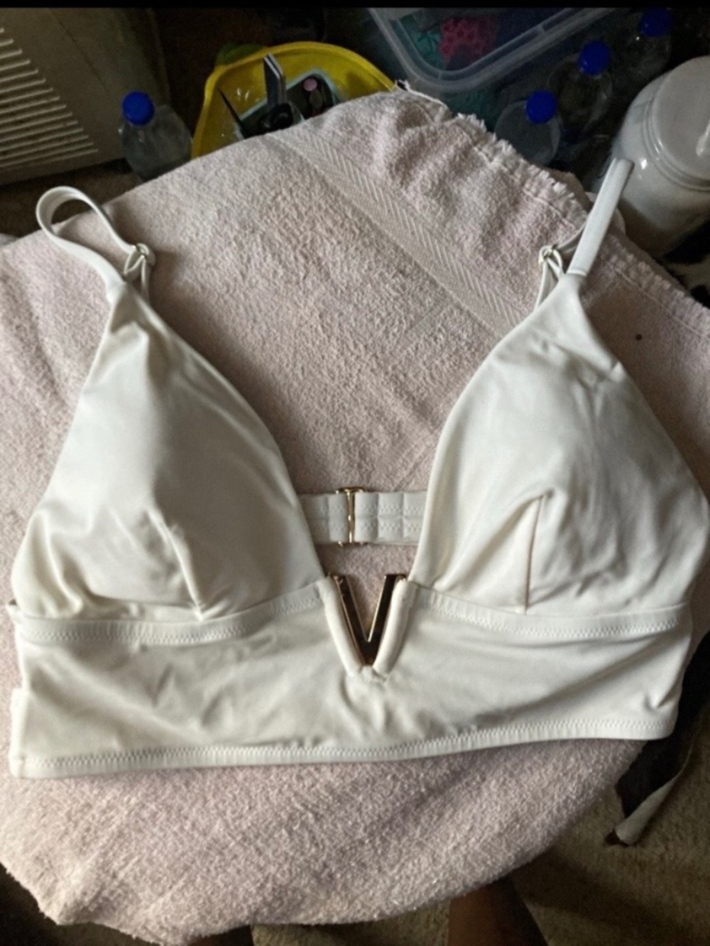 Victoria’s Secret White SWIM TOP V Hardware Hook & Eye L A Cup